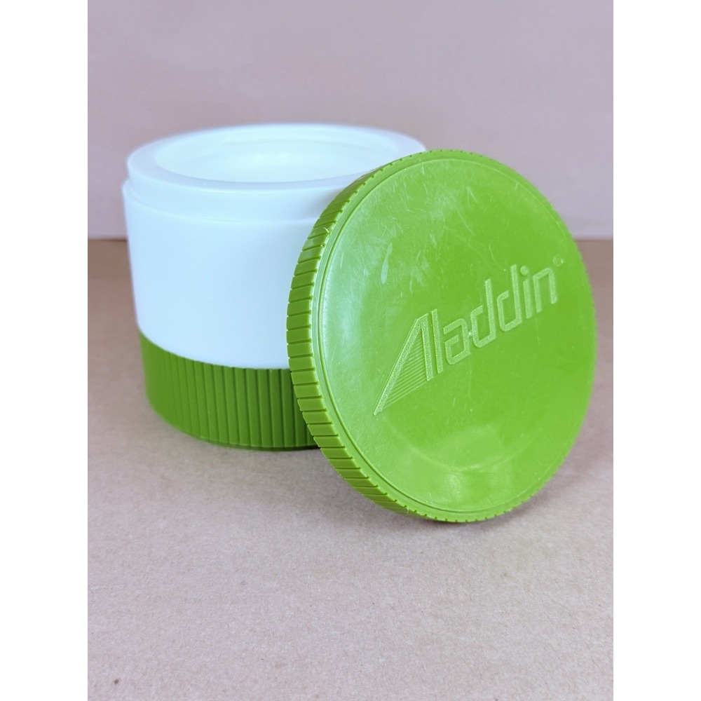 Vintage 1970s Aladdin 7000 Thermo Jar 6 Oz Green Freezer Lid Insulated USA
